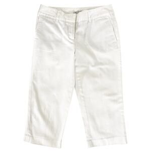 Dalia Collection White Capri Pants Bottoms Petite 4 Cotton Blend